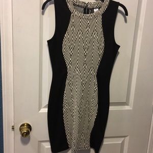 Two toned black & white striped dress